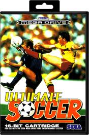 Box cover for Ultimate Soccer on the Sega Genesis.