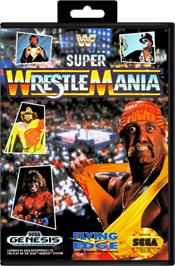 Box cover for WWF Super Wrestlemania on the Sega Genesis.