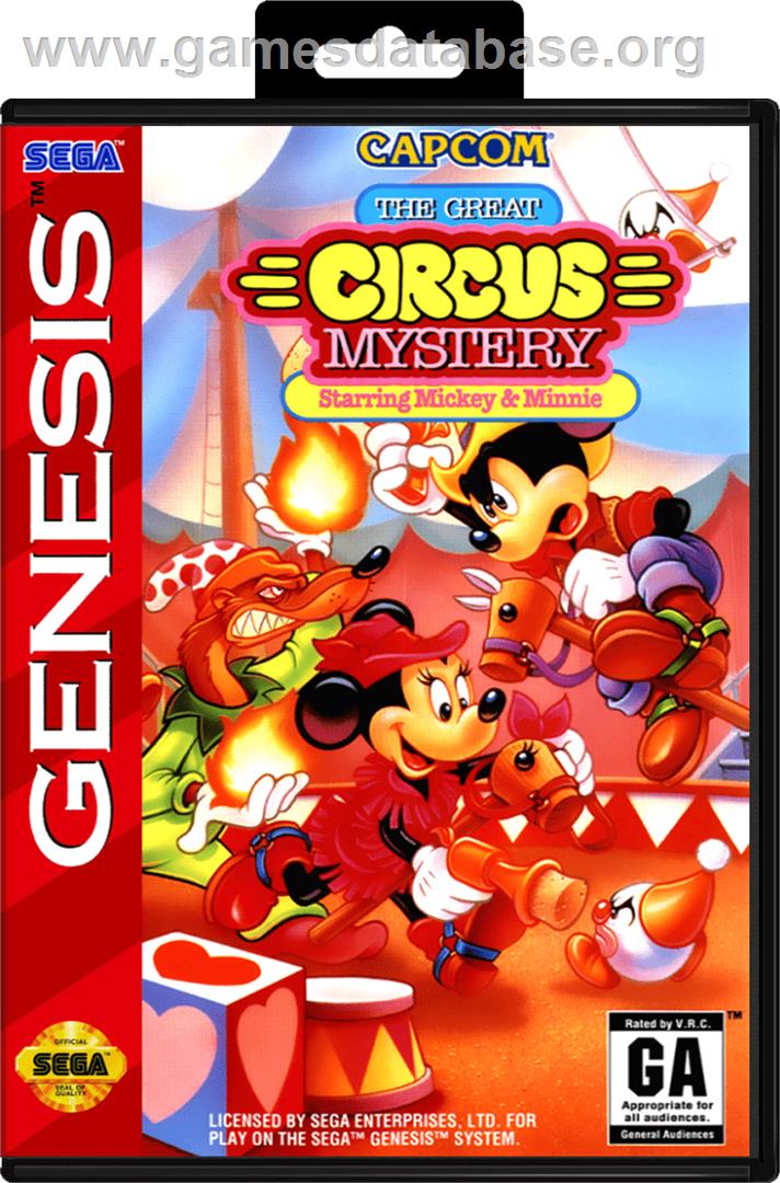 Great Circus Mystery, The - starring Mickey and Minnie Mouse - Sega Genesis - Artwork - Box