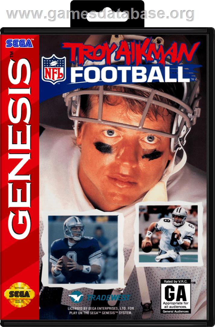 Troy Aikman NFL Football - Sega Genesis - Artwork - Box