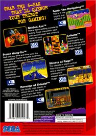 Box back cover for 6-PAK on the Sega Genesis.