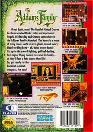 Box back cover for Addams Family, The on the Sega Genesis.