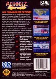 Box back cover for Aerobiz Supersonic on the Sega Genesis.