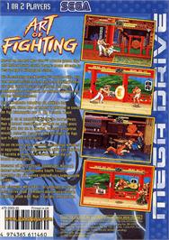 Box back cover for Art of Fighting / Ryuuko no Ken on the Sega Genesis.