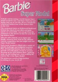 Box back cover for Barbie Super Model on the Sega Genesis.