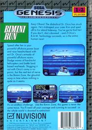 Box back cover for Bimini Run on the Sega Genesis.