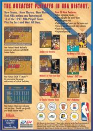 Box back cover for Bulls vs. Lakers and the NBA Playoffs on the Sega Genesis.