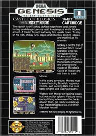 Box back cover for Castle of Illusion starring Mickey Mouse on the Sega Genesis.