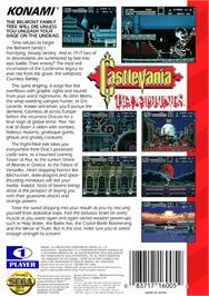 Box back cover for Castlevania Bloodlines on the Sega Genesis.