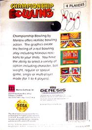 Box back cover for Championship Bowling on the Sega Genesis.