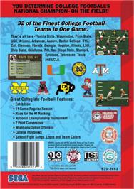 Box back cover for College Football's National Championship on the Sega Genesis.