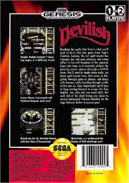 Box back cover for Devilish on the Sega Genesis.