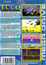 Box back cover for Ecco 2: The Tides of Time on the Sega Genesis.