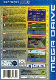 Box back cover for F1 World Championship Edition on the Sega Genesis.