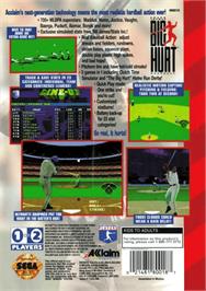 Box back cover for Frank Thomas Big Hurt Baseball on the Sega Genesis.