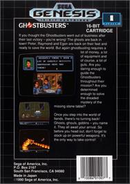 Box back cover for Ghostbusters on the Sega Genesis.
