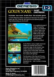 Box back cover for Golden Axe on the Sega Genesis.