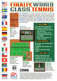Box back cover for IMG International Tour Tennis on the Sega Genesis.