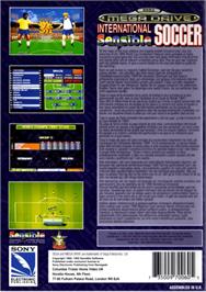 Box back cover for International Sensible Soccer on the Sega Genesis.