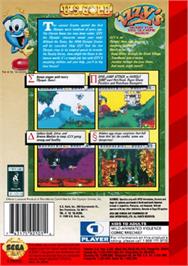Box back cover for Izzy's Quest for the Olympic Rings on the Sega Genesis.