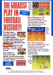Box back cover for John Madden Football '92 on the Sega Genesis.