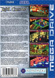 Box back cover for Light Crusader on the Sega Genesis.