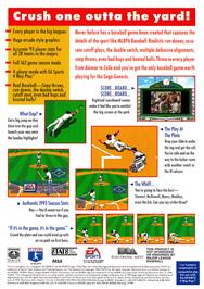 Box back cover for MLBPA Baseball on the Sega Genesis.