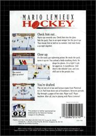 Box back cover for Mario Lemieux Hockey on the Sega Genesis.