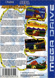 Box back cover for Marsupilami on the Sega Genesis.