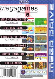 Box back cover for Mega Games 6 Vol. 1 on the Sega Genesis.
