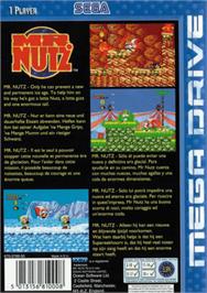 Box back cover for Mr Nutz on the Sega Genesis.