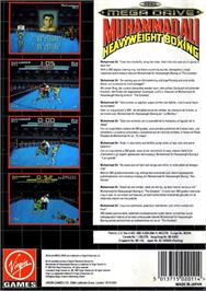 Box back cover for Muhammad Ali Heavyweight Boxing on the Sega Genesis.