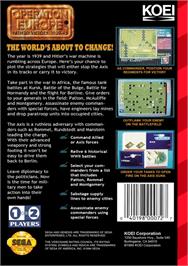 Box back cover for Operation Europe: Path to Victory 1939-45 on the Sega Genesis.