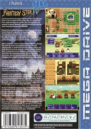 Box back cover for Phantasy Star 4 on the Sega Genesis.