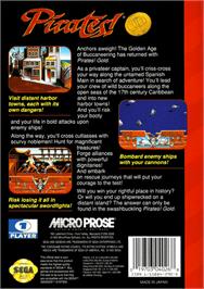 Box back cover for Pirates! Gold on the Sega Genesis.