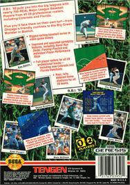 Box back cover for R.B.I. Baseball '93 on the Sega Genesis.