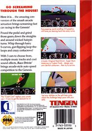 Box back cover for Race Drivin' on the Sega Genesis.