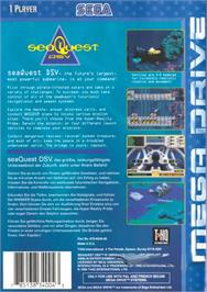 Box back cover for SeaQuest DSV on the Sega Genesis.