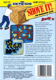 Box back cover for Shove It! The Warehouse Game on the Sega Genesis.