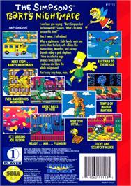 Box back cover for Simpsons, The: Bart's Nightmare on the Sega Genesis.