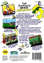 Box back cover for Simpsons, The: Bart vs. the Space Mutants on the Sega Genesis.