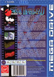 Box back cover for Spot Goes to Hollywood on the Sega Genesis.