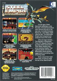 Box back cover for Steel Empire, The on the Sega Genesis.