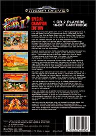 Box back cover for Street Fighter II' - Champion Edition on the Sega Genesis.