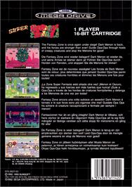 Box back cover for Super Fantasy Zone on the Sega Genesis.