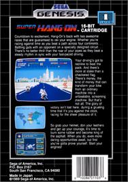 Box back cover for Super Hang-On on the Sega Genesis.