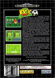 Box back cover for Super Kick Off on the Sega Genesis.