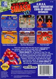 Box back cover for Super Smash T.V. on the Sega Genesis.