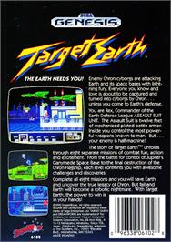 Box back cover for Target Earth on the Sega Genesis.