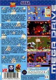 Box back cover for Toy Story on the Sega Genesis.
